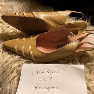 Salvatore Ferragamo Women's Cream & Pink Shoes